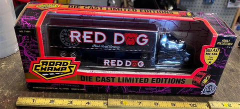 Road Champs Die Cast Tractor trailer truck Red Dog 1:87 Brewery Collectible NIB!