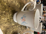 Lot of 5 Blue Morn Coffee Mugs Footed Cups Fanci Florals Porcelain China Lot Set