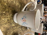 Lot of 5 Blue Morn Coffee Mugs Footed Cups Fanci Florals Porcelain China Lot Set
