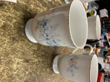 Lot of 5 Blue Morn Coffee Mugs Footed Cups Fanci Florals Porcelain China Lot Set