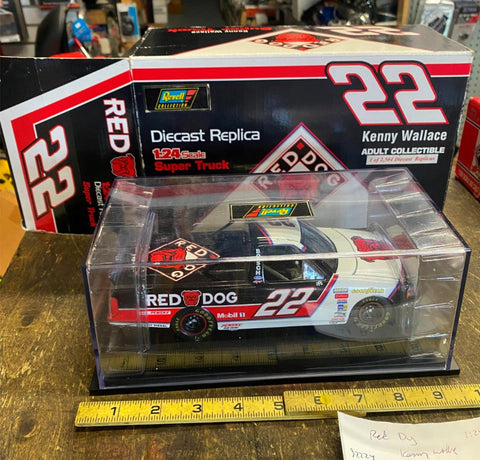 Revell Die Cast Kenny Wallace Red Dog Nascar NIB 1:24 Super Truck Display Case