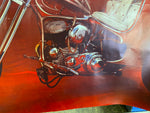 Vtg Coca Cola Harley Custom Chopper Trike ServiCar Flathead 1980 Poster Sign Adv