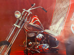 Vtg Coca Cola Harley Custom Chopper Trike ServiCar Flathead 1980 Poster Sign Adv