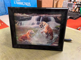 Vintage Framed 3 Picture Holographic 3D Pictured Siberian Tigers 14X18