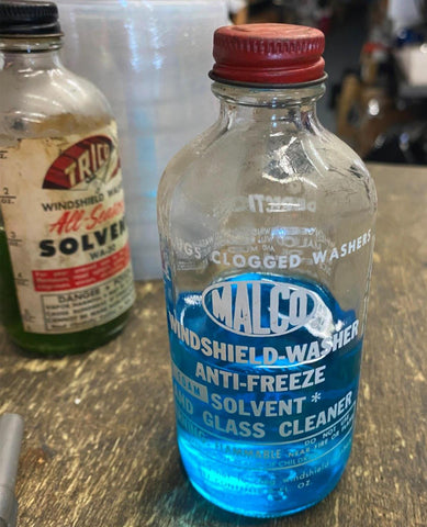 Malco Glass bottle windshield fluid Solvent Oil Gas Auto Truck Vtg Advertising