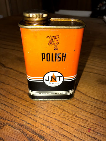 Vtg Jnt Products Cream Polish for Colors Scratches Tin Can Oil Graphics Clean!