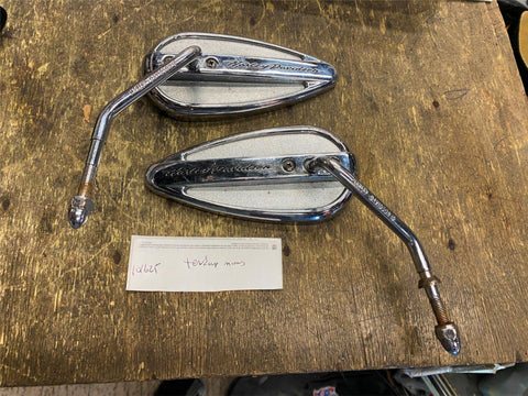 OEM Harley Logo Teardrop Mirrors Softail Touring Dyna FXR Sportster Chopper