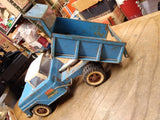 Vtg 1960's Tonka Pressed Steel Hydraulic Dump Truck Blue and White Works Great!!