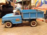Vtg 1960's Tonka Pressed Steel Hydraulic Dump Truck Blue and White Works Great!!