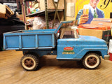 Vtg 1960's Tonka Pressed Steel Hydraulic Dump Truck Blue and White Works Great!!