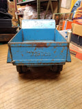 Vtg 1960's Tonka Pressed Steel Hydraulic Dump Truck Blue and White Works Great!!