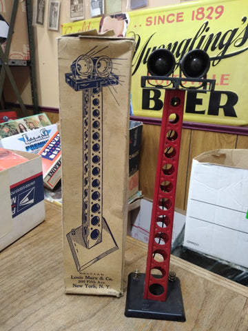 Vtg Louis Marx O Gauge Railroad Train No. 416 A Red Flood Light Tower with Box!