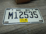 Vtg 1980-81 Motorcycle License Plate North Dakota No M12535 Rat Bike Man Cave