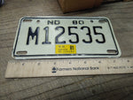 Vtg 1980-81 Motorcycle License Plate North Dakota No M12535 Rat Bike Man Cave
