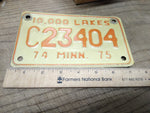 Vtg 1974-75 Motorcycle License Plate Minnesota No C23404 Rat Bike Man Cave