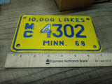 Vtg 1968 Motorcycle License Plate Minnesota No MC 4302 Rat Bike Man Cave