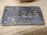 Vtg 1974 Motorcycle License Plate Michigan Cycle No KR265 Rat Bike Man Cave