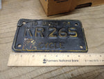 Vtg 1974 Motorcycle License Plate Michigan Cycle No KR265 Rat Bike Man Cave