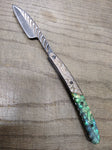 Vtg Straight Razor Style Folding Knife Fancy Faux Abalone and Metal Handle 9 in.