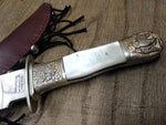 Parker Cut Co Japan Hand Made Self Defender Fixed Blade Bowie Knife Sheath 13"