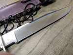 Parker Cut Co Japan Hand Made Self Defender Fixed Blade Bowie Knife Sheath 13"