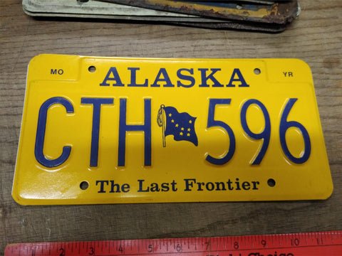 Alaska Flag Yellow License Plate No CTH 696 Minty