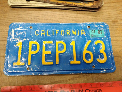 Vtg California License Plate No 1PEP163 Ratrod Man Cave