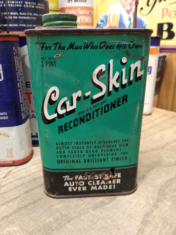 Vtg Car Skin Products Corporation Reconditioner Auto Cleaner Oil Gas Tin Can