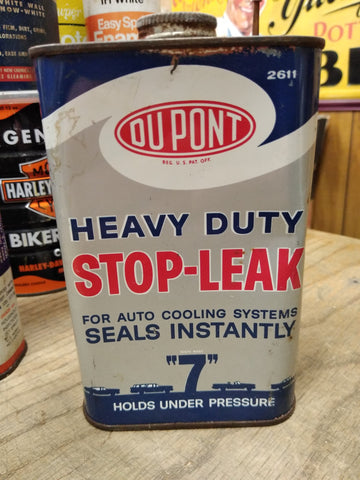 Vtg Du Pont Heavy Duty Stop Leak Seals Oil Gas Service Station Garage 1 Pint Can