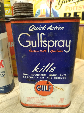 Vtg Gulfspray Quick Action Grade AA Household Insecticide Gulf Oil Co 1 Pint Can
