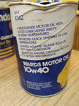 Vtg Montgomery Ward 10W 40 Motor Oil Red White and Blue 1 Quart Cardboard Can