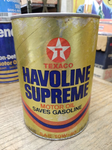 Vtg TEXACO Havoline Supreme SAE 10W 40 Motor Oil 1 Quart Cardboard Can