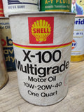 Vtg SHELL X 100 Multigrade Motor Oil 10W 20W 40 Gas Station 1 Qt Cardboard Can