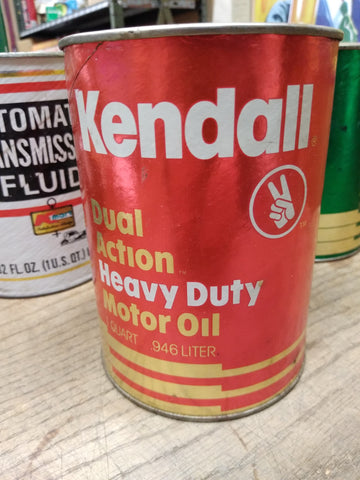 Vtg Kendall Dual Action HD Motor Oil SAE 20W 20 Gas Station 1 Qt Cardboard Can