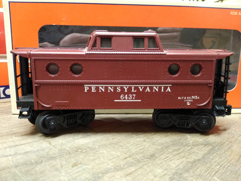 Vtg Lionel O Gauge 6437 Pennsylvania Rail Road Porthole Caboose Lighted Train