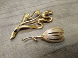 Vtg 2 Piece Jewelry Brooch Pin Lot Crown Trifari and Trifari Gold Tone Very Nice