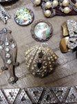 Vtg 30+ Piece Jewelry Parts/Scrap Lot Stick Pins Brooches Earrings Rhinestones