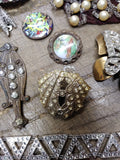 Vtg 30+ Piece Jewelry Parts/Scrap Lot Stick Pins Brooches Earrings Rhinestones