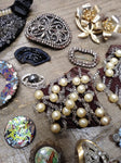 Vtg 30+ Piece Jewelry Parts/Scrap Lot Stick Pins Brooches Earrings Rhinestones