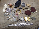 Vtg 30+ Piece Jewelry Parts/Scrap Lot Stick Pins Brooches Earrings Rhinestones