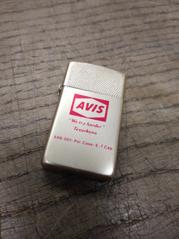 Vtg BROWN & BIGELOW AVIS We Try Harder Texarkana Cigarette Lighter Looks Good!