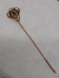 Vtg 14K Yellow Gold Victorian Hat Pin Brooch w/Seed Pearl Black Enamel 0.9 Grams