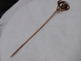 Vtg 14K Yellow Gold Victorian Hat Pin Brooch w/Seed Pearl Black Enamel 0.9 Grams