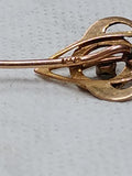 Vtg 14K Yellow Gold Victorian Hat Pin Brooch w/Seed Pearl Black Enamel 0.9 Grams