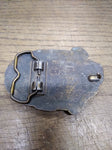 Vtg M.B.G.I. USA Large Mouth Bass Fisherman's Brass Belt Buckle 3.5" x 2.5"