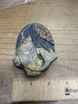 Vtg M.B.G.I. USA Large Mouth Bass Fisherman's Brass Belt Buckle 3.5" x 2.5"