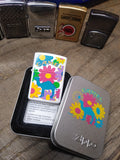 Vtg Unfired 1996 Zippo Cigarette Lighter Joe Camel Flower Power Broken Seal wTin