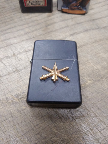 Vtg 2015 Zippo Black Matte Military Air Defense Artillery Cigarette Lighter Nice