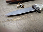 Vtg Eagle Logo Custom 7.25 inch Fixed Blade Knife with Leather Sheath!