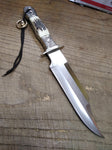 Vtg Bowie Hunting Survival Combat 12 inch Fixed Blade Knife with Leather Sheath!